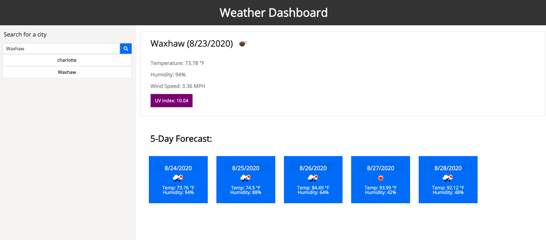 Weather Dashboard